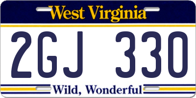 WV license plate 2GJ330