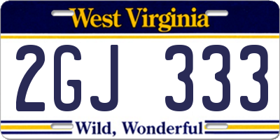 WV license plate 2GJ333