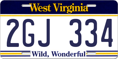 WV license plate 2GJ334