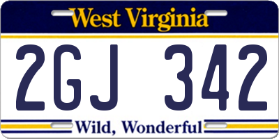 WV license plate 2GJ342