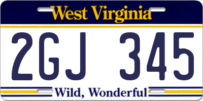 WV license plate 2GJ345