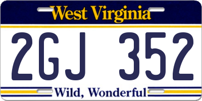 WV license plate 2GJ352