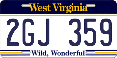 WV license plate 2GJ359