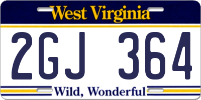 WV license plate 2GJ364