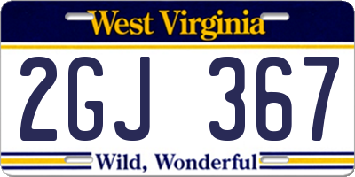 WV license plate 2GJ367