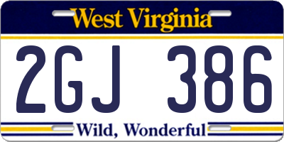 WV license plate 2GJ386