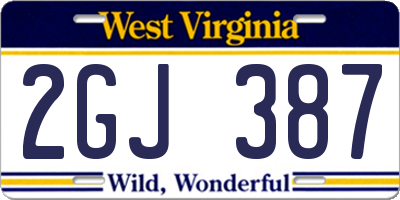 WV license plate 2GJ387