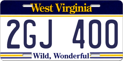 WV license plate 2GJ400