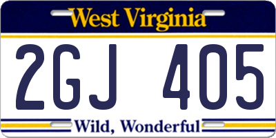 WV license plate 2GJ405