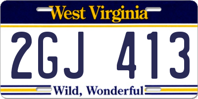 WV license plate 2GJ413