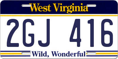 WV license plate 2GJ416