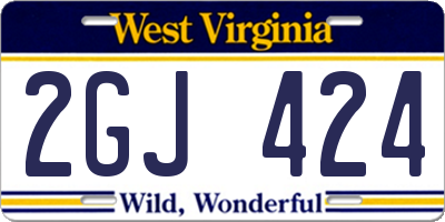 WV license plate 2GJ424