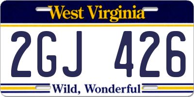 WV license plate 2GJ426