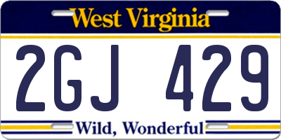 WV license plate 2GJ429