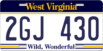 WV license plate 2GJ430