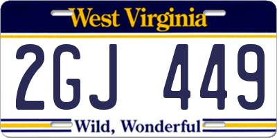 WV license plate 2GJ449