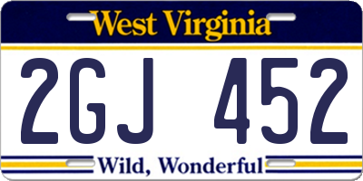 WV license plate 2GJ452