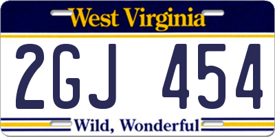 WV license plate 2GJ454