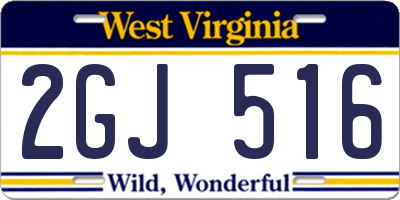 WV license plate 2GJ516