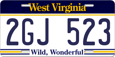 WV license plate 2GJ523
