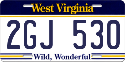 WV license plate 2GJ530