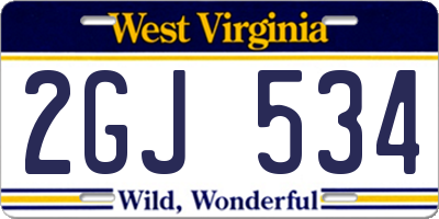 WV license plate 2GJ534