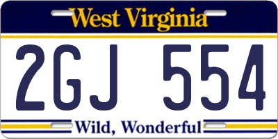 WV license plate 2GJ554