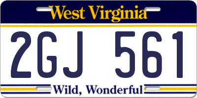 WV license plate 2GJ561