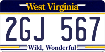 WV license plate 2GJ567