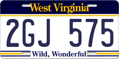 WV license plate 2GJ575