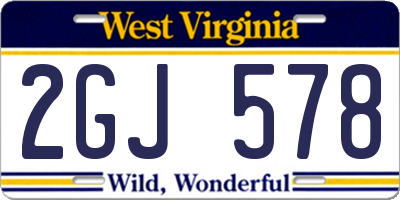 WV license plate 2GJ578