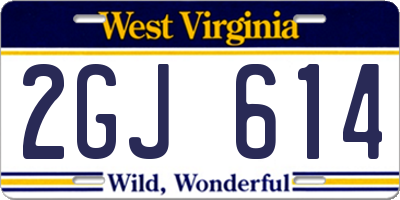 WV license plate 2GJ614
