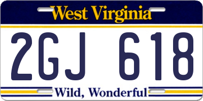 WV license plate 2GJ618