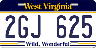 WV license plate 2GJ625