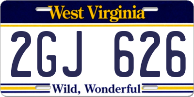 WV license plate 2GJ626