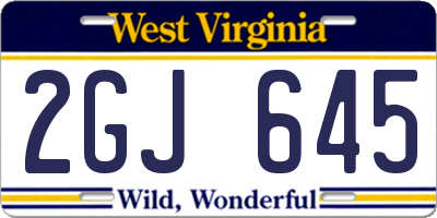WV license plate 2GJ645