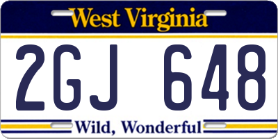 WV license plate 2GJ648