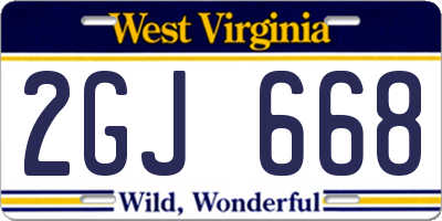 WV license plate 2GJ668