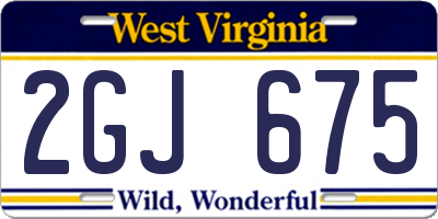 WV license plate 2GJ675