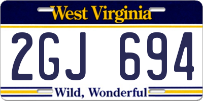 WV license plate 2GJ694
