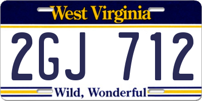 WV license plate 2GJ712
