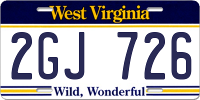 WV license plate 2GJ726