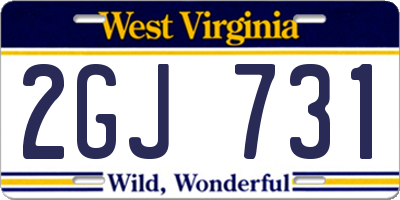 WV license plate 2GJ731