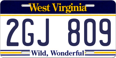 WV license plate 2GJ809