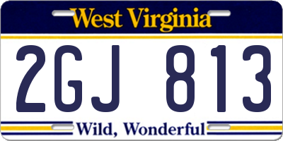 WV license plate 2GJ813