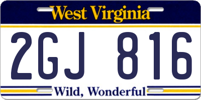 WV license plate 2GJ816
