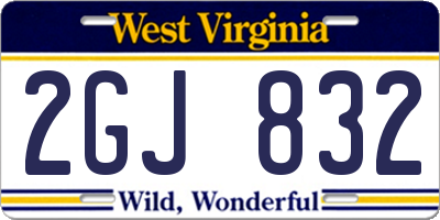 WV license plate 2GJ832
