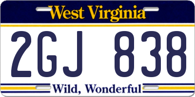 WV license plate 2GJ838