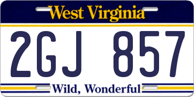 WV license plate 2GJ857
