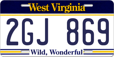 WV license plate 2GJ869